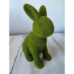 Spring Easter Bunny rabbit faux moss‎ green statue decor